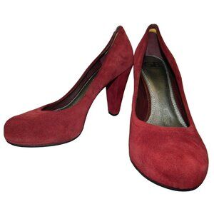 Gianni Bini Burgundy Suede Womens High Heel Pumps Size 9 M 4" Heel Mary Jane